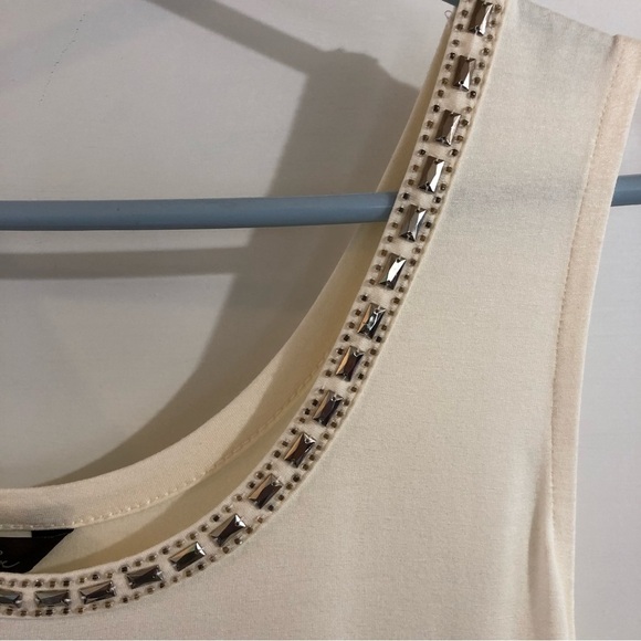 BEADED Tank Top Cream Coloured. Neutral coastal Beach vacation. Size Large - Picture 9 of 14